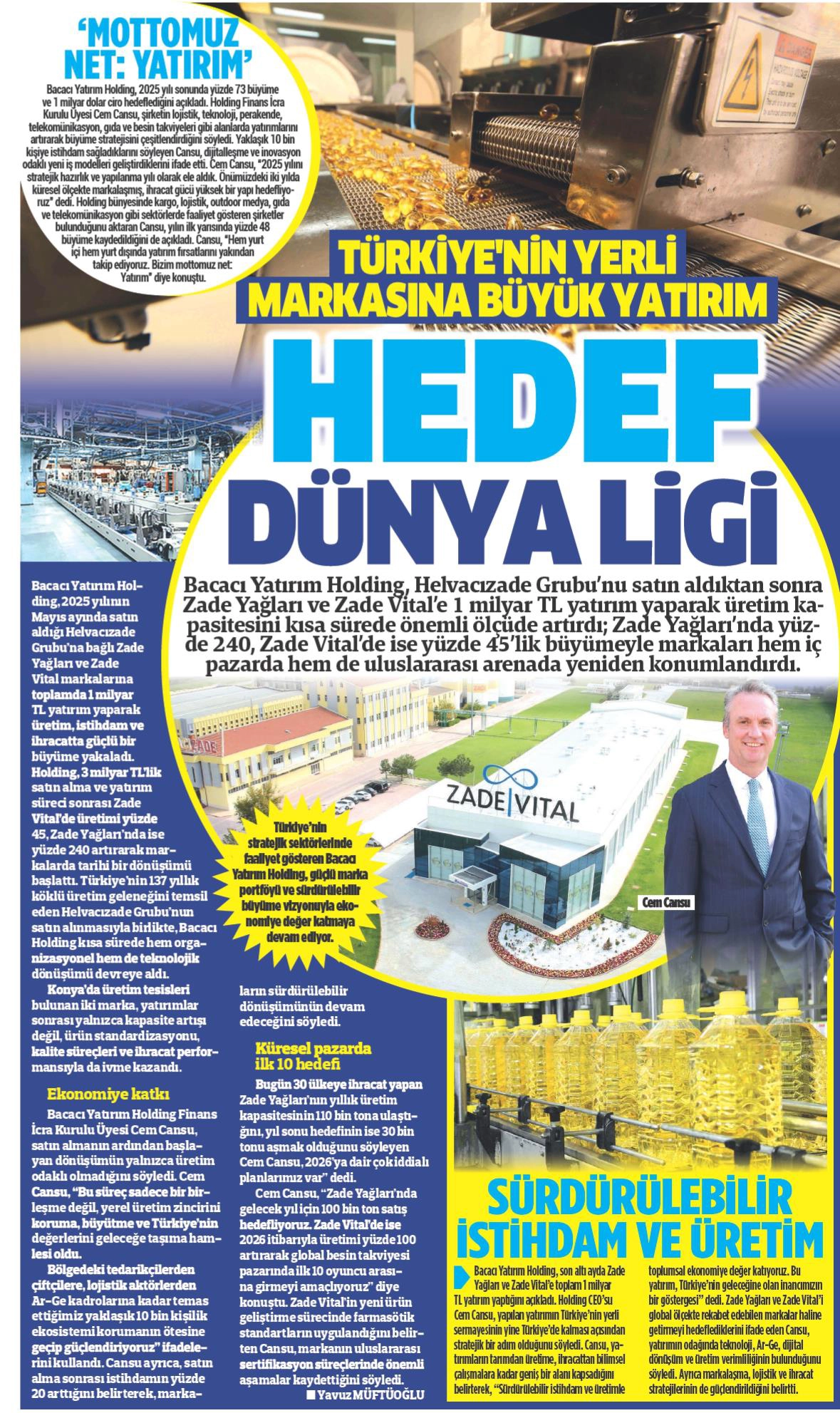 Türkgün’de yayımlanan 'Hedef dünya ligi' haber küpürü
